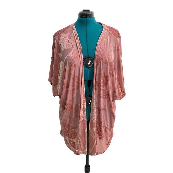 Torrid Lightweight Velvet Burnout Kimono Wispy Effortless Floral Size 1X/2X - Picture 5 of 12